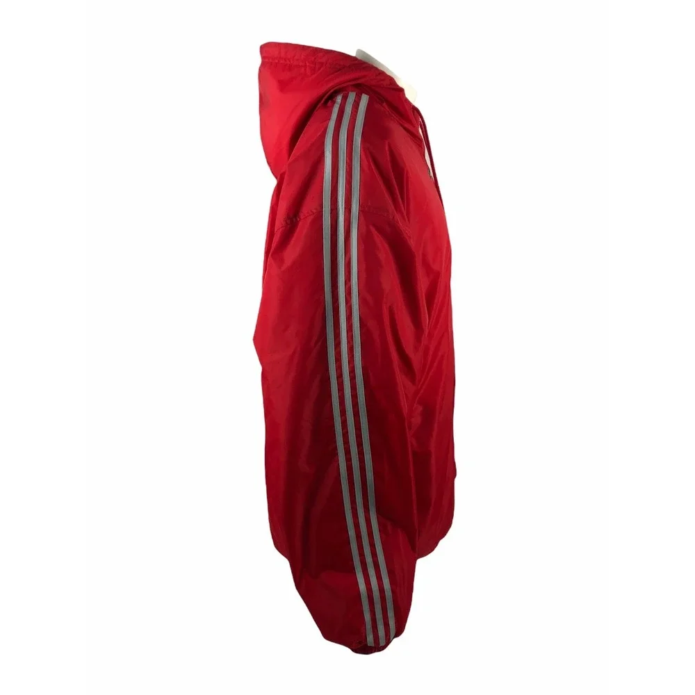 Adidas Mens XL Jacket Red Nylon Embroidered Fleece Lined Vintage Y2K 2000s EUC